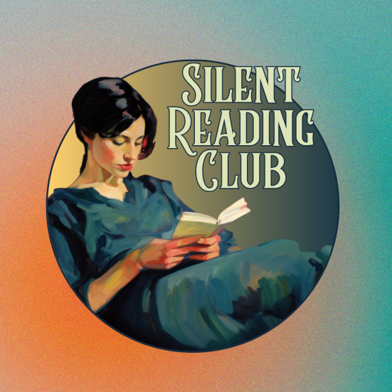 Silent Reading Party logo, kvinde der læser 