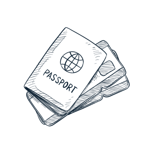 Grafisk illustration af pas og boardingpass